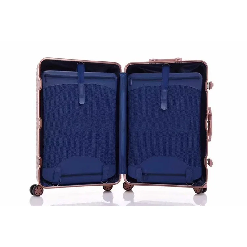 Vintage Luggage Silent Universal Wheel Fashion Lady 24 Inch Aluminum Frame Trolley Suitcase 29
