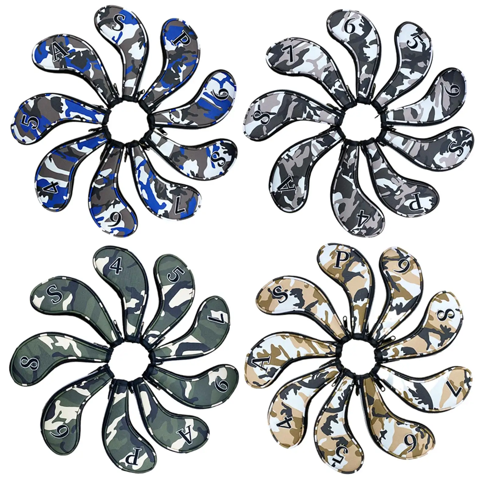 

Golf Iron Headcover Set Outdoor Number Tag Protective Waterproof Wedges Golf Club Headcover Golf Iron Putter Head Cover