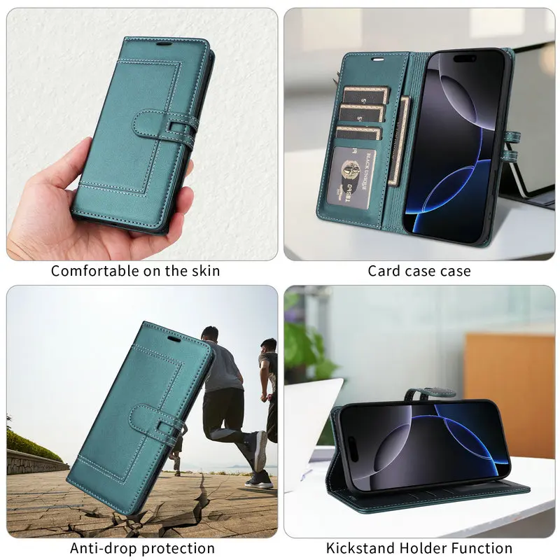 Luxury RFID Leather Flip Wallet Cover - Premium Book-Style Protective Case