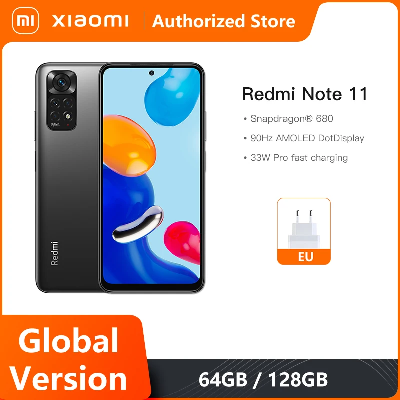 Global Version Xiaomi Redmi Note 11 Smartphone Snapdragon 680 Octa Core 33W Pro Fast Charging 50MP Quad Camera
