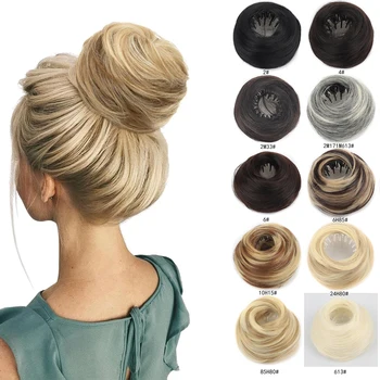 Chignon sintetico a ciambella con clip, extension per capelli, per donna, regolabile, per acconciature rapide, per capelli sottili