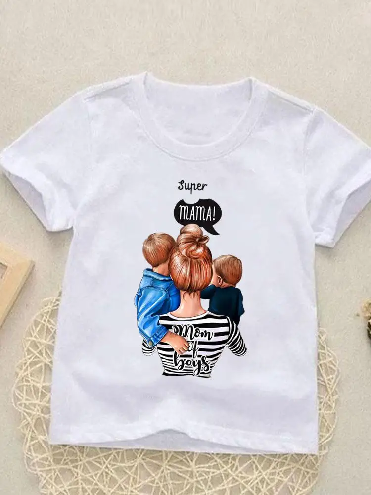 

Printed Tees Tops striped love mom Girls Boys Cartoon Children Short sleeve Clothes Summer o-neck Kids Outfits T-shirts