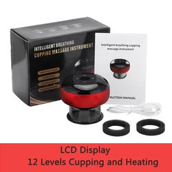 Advanced Electric Heating Cupping Massage Device for Enhanced Relaxation and Health (12 speed LCD Red)