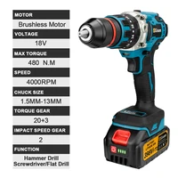 Perceuse à percussion électrique sans balais 13 mm 480 N.m, visseuse électrique sans fil, outil électrique DIY pour batterie Makita 18 V 6