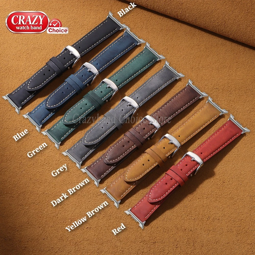 Premium No-Gap Leather Watch Strap - Unisex Design with Metal Accents
