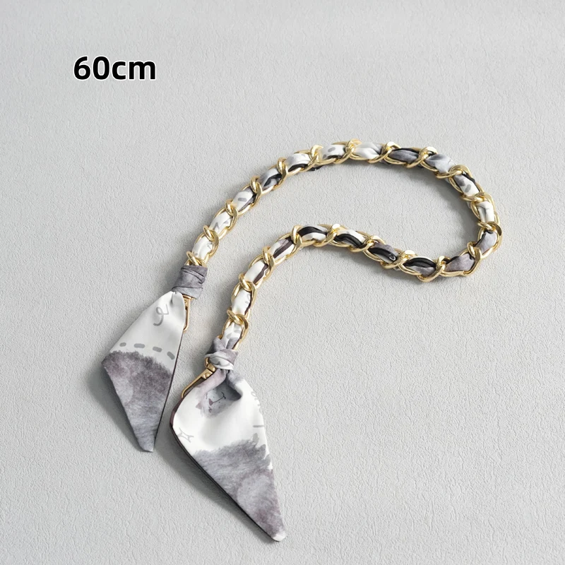 Neue Mode Marke Frau Handtasche Zubehör Ketten Abnehmbare Blumen Druck Metall Seide Schulter Gurt Frauen DIY Kette Tasche Griffe – Detail 14