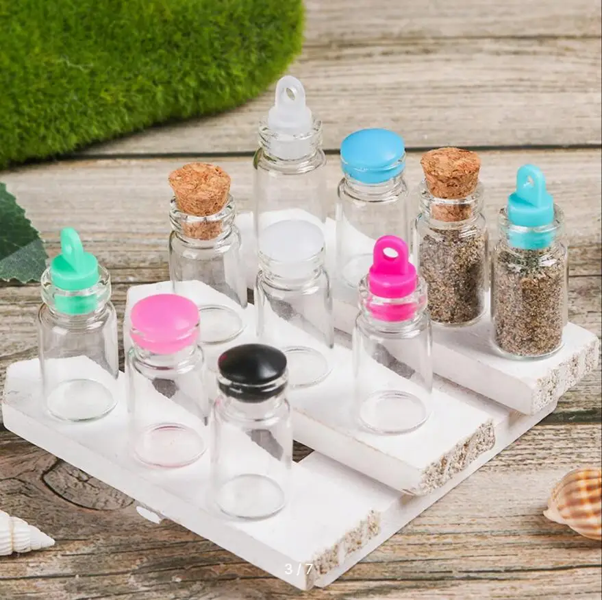 10 pcs 12x24mm Cork Stopper Rainbow Wishing Bottle Small Drift Bottle Glass Jars Decoration DIY Containers Mini Message Vials 3