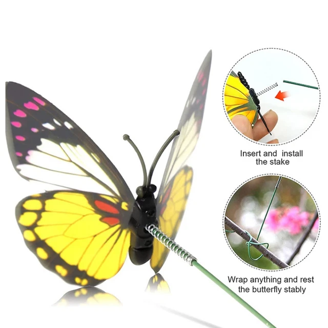 5-24Db Fényes Pillangók Kerti Udvar Ültetvényes Színes Szeszélyes Pillangó Tét Dekoracion Kültéri Dekoráció Virág Edények - Image 5