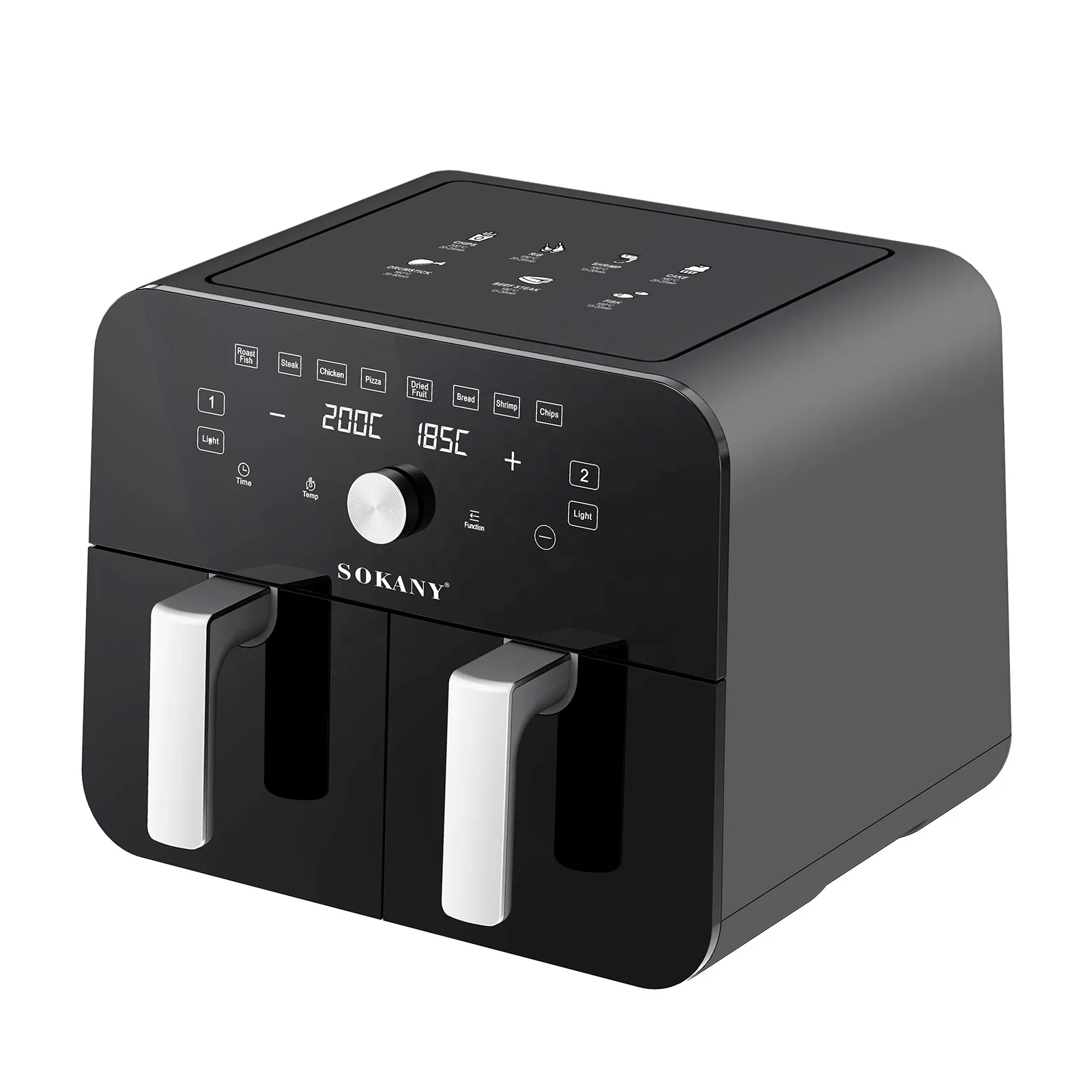 sokany Household10L Touch Screen Double Air Fryer Electric Deep Fryer Oven Smart Air Fryers With 2 Independent Baskets