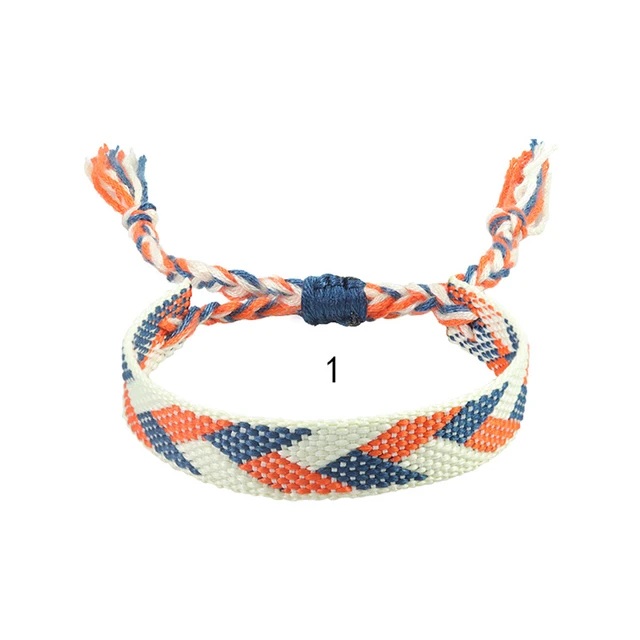 Boho tissé broderie amour poignet tricoté Bracelets d'enveloppement corde à la main tissage tressé glands ethnique femmes hommes bijoux