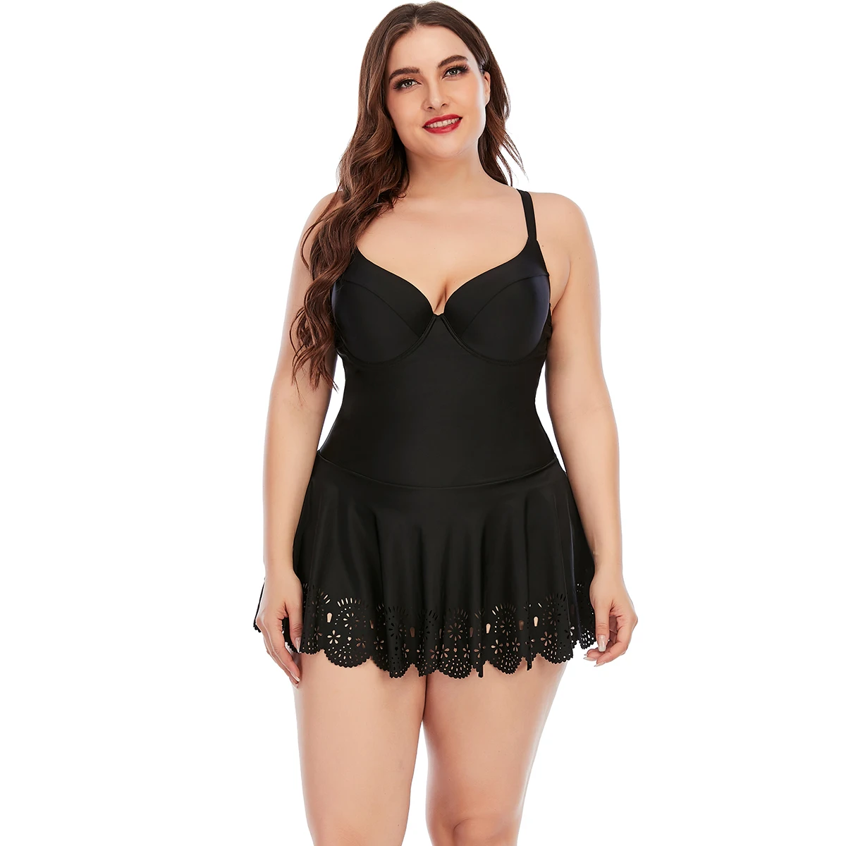 

Laser Lace Large One Piece Swimwear Cover Up Thin Skirt Women Swimsuit купальники женские 2023 New maillots de bains femmes