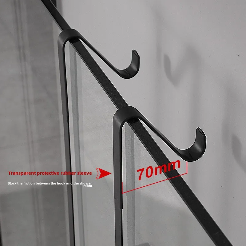 Stainless Steel Shower Room Rack – Hanging Bathroom Shelf, Double Layer Storage Basket, Glass Door Rear Towel Rack Organizer 5