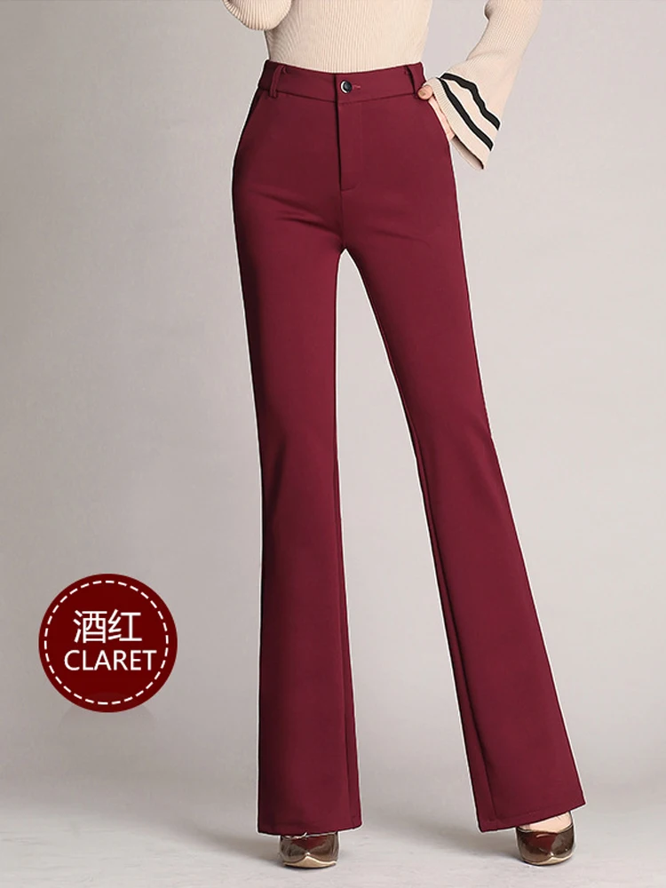 Women Pants Spring Summer Wide Leg Pants Solid Casual High Waist Flared Pants Female Office Lady Long Trousers Black Trousers 3