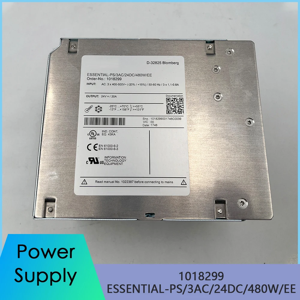 For Phoenix 1018299 ESSENTIAL PS 3AC 24DC 480W EE 3 phase Edition Power Supply For DIN