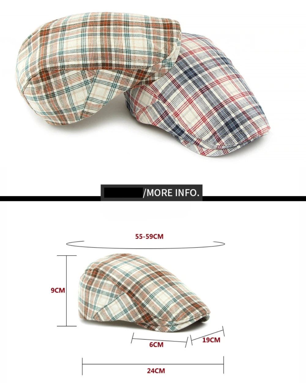 HT4851 Baskenmützen Neue Frühling-Sommer-Kappen für Herren und Damen Künstler-Malermütze Unisex Ivy Flat Cap Verstellbare Karierte Baskenmützen – Detail 3