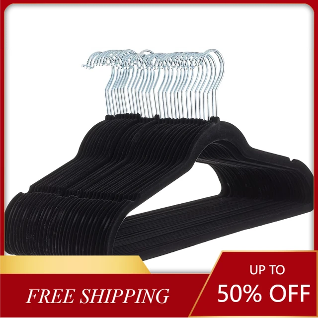 Basics Velvet Suit Hangers - 50 Pack Black