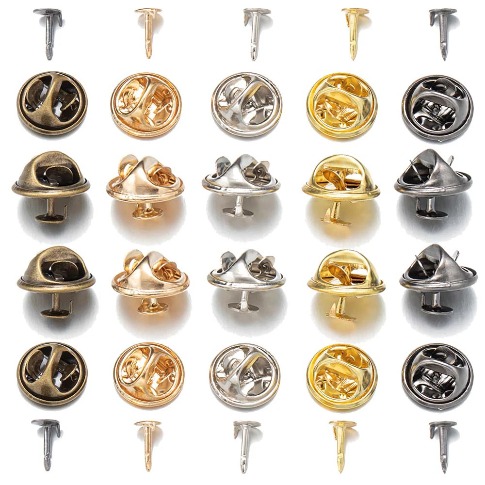 50PcsMetalSqueezeBadgeHolderButterflyClaspPinBackBroochBase