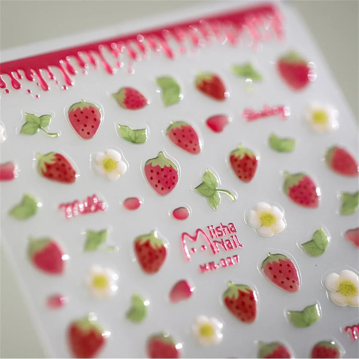 1pcs 5D Kawaii Jelly Strawberry Nail Art Stickers Fashion Cartoon Fruit Nail Transfer Slider Decals DIY Decorations Accessories 3