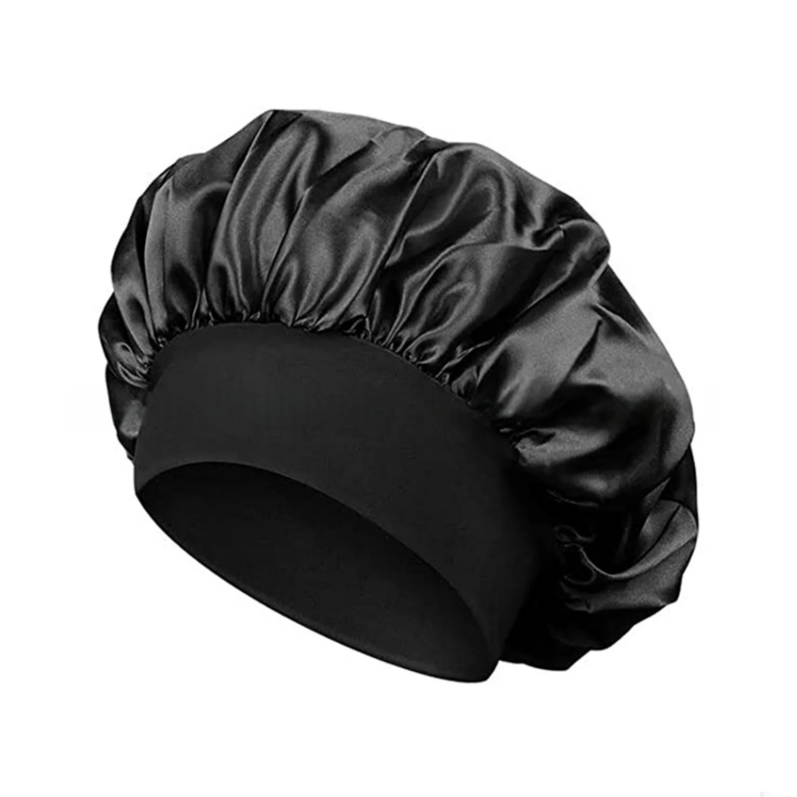 1PC Elastic Wide - Band Satin Bonnet, Women's Hair Care Cap, Multiple Color Options, Perfect for Bathing & Sleeping