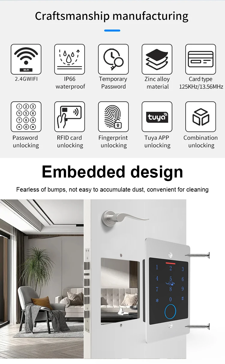 WiFi Tuya Smart Door Lock Keyboard RFID Access Controller Waterproof Metal Keypa