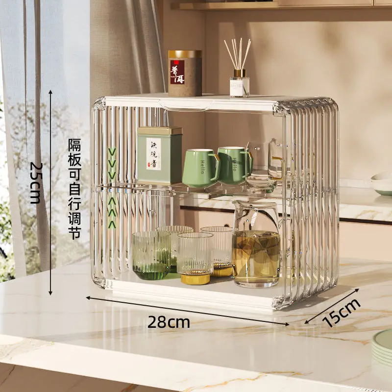 Layered Countertop Tea Cup Holder Living Room Kitchen Cupboard Cup Stand  Dust-proof Draining Light Luxury Coffee Cup Organizer - AliExpress