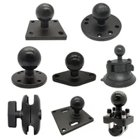 Jadkinsta 1 or 1.5 inch Rubber Ball Mount to Aluminum Motorcycle Round Square Mounting Base Plate for Gopro Camera Cellphones