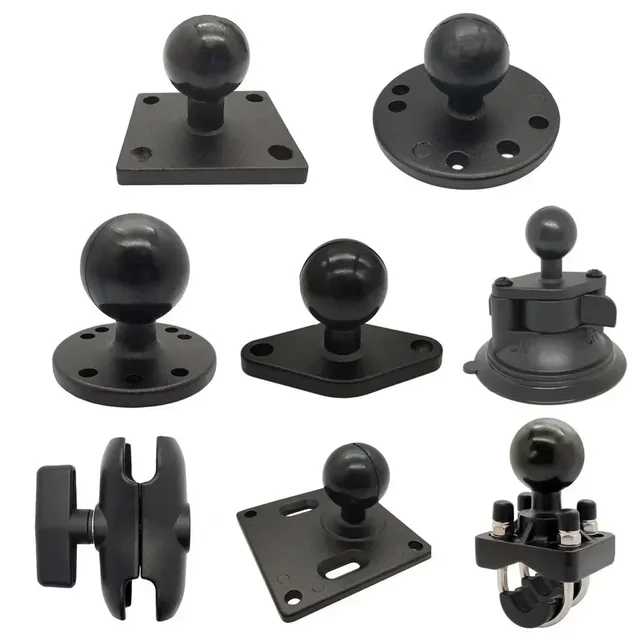 Jadkinsta 1 or 1.5 inch Rubber Ball Mount to Aluminum Motorcycle Round Square Mounting Base Plate for Gopro Camera Cellphones
