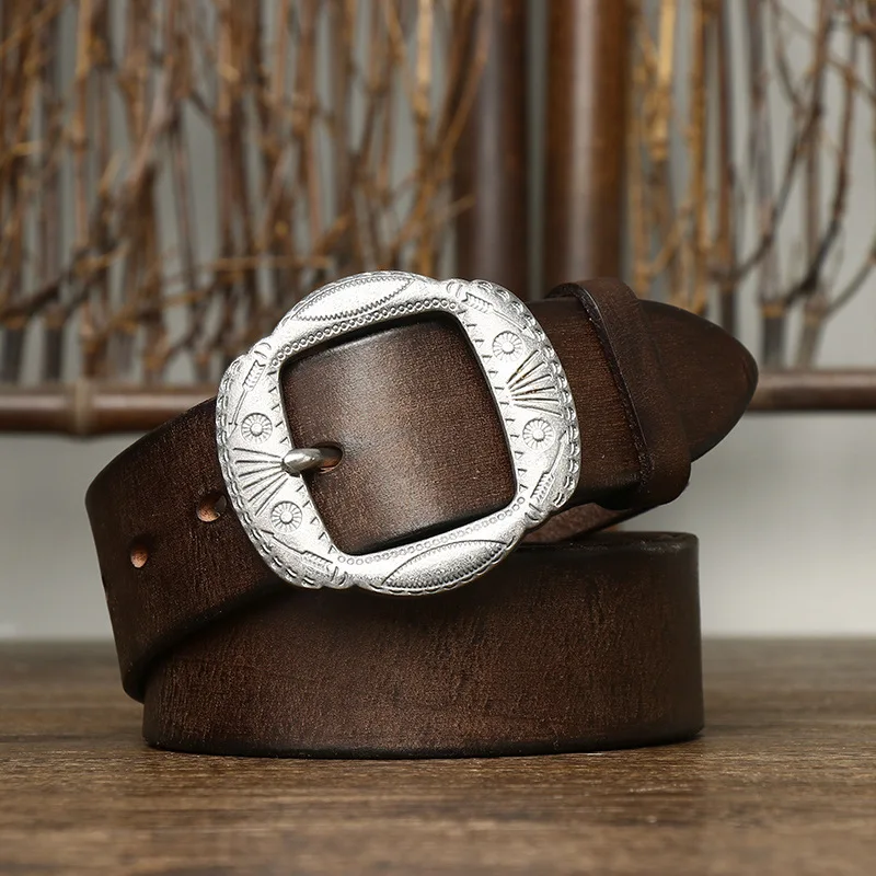 3.8CM Pure Cowhide High Quality Genuine Leather Belts for
