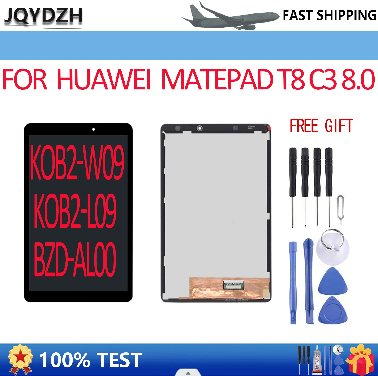 

JQYDZH for huawei MatePad T8 C3 8.0 KOB2-W09 KOB2-L09 BZD-AL00 Touch screen Digitizer LCD Display LCD Assembly Glass 100% test