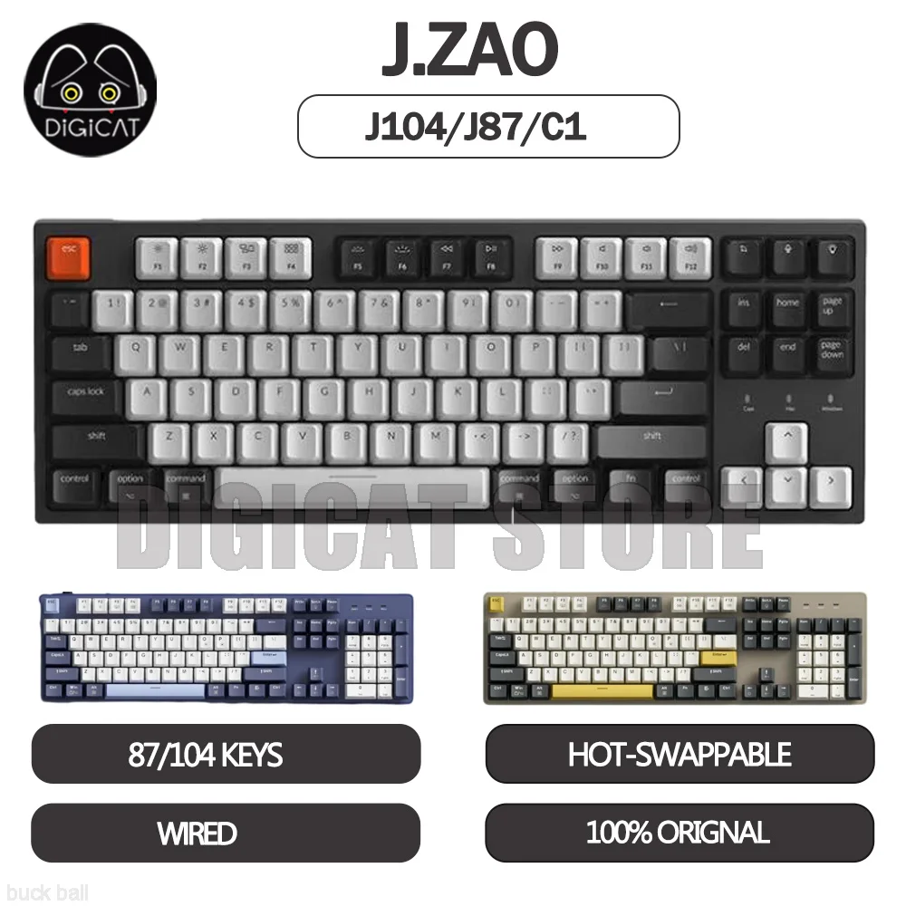 

J104 Mechanical Gamer Keyboard 104 Keys Wired Keyboard PBT Keycap Hotswap RGB Backlit Gaming Keyboard For Windows/Mac Boy Gifts