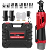 Feytory 200Nm Cordless Ratchet Wrench Set 90° with 2 x 1500mAh Lithium-Ion Batteries, 3/8'' Angle Wrench with 7pcs Sockets Set 1