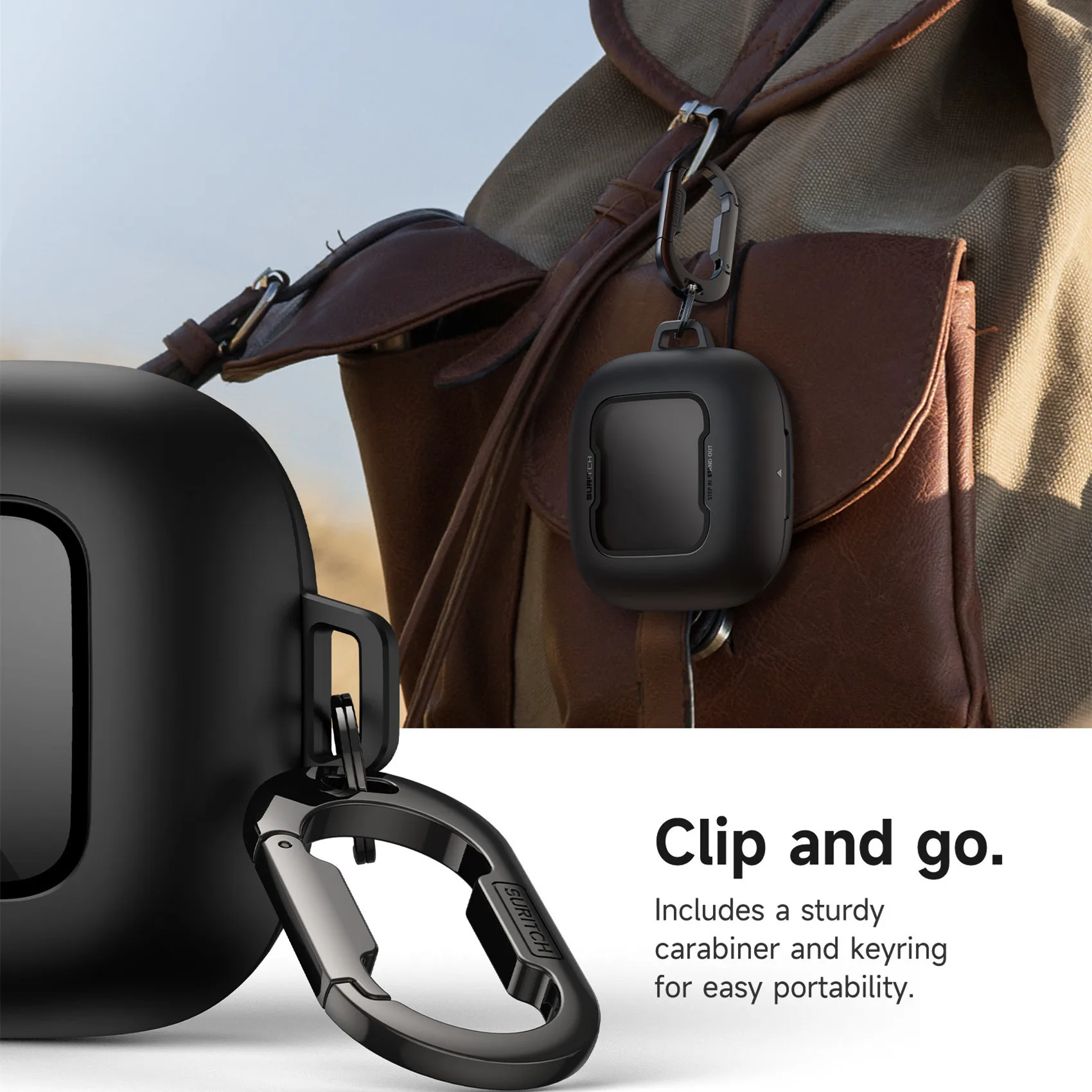 Magnetic Locking Shockproof Protective Case with Carabiner & Keyring
