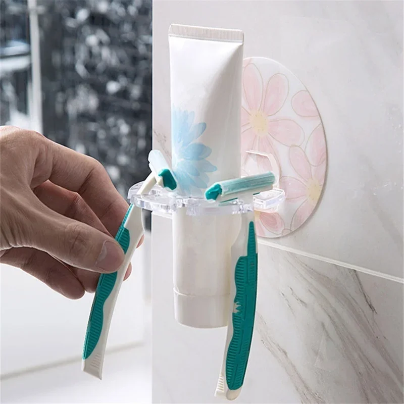Toothbrush Holder Plastic Toothbrush Holder Toothpaste Storage Rack Toothbrush Dispenser Holder Wall Bathroom Accessories