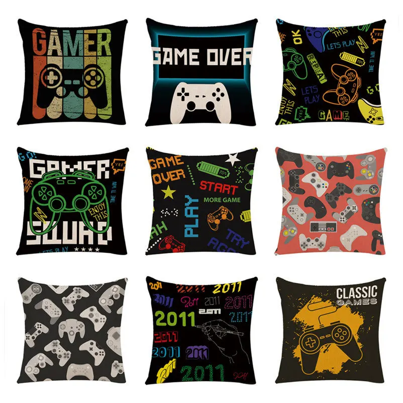 

Game Controller Pillowcase Game Fan Pillow Case Home Decor Bed Sofa Chair Soft Pillow Cover Kids Girl Boy Room Decoration 45x45