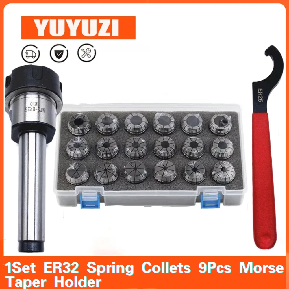 

ER25 Collect MT2 MT3 MT4 ER25 Spring Clamps 15PCS MT2 ER25 M12 ER25 Collet Chuck Morse Cone Holder MT2 MT3 MT4 ER25 collect Set