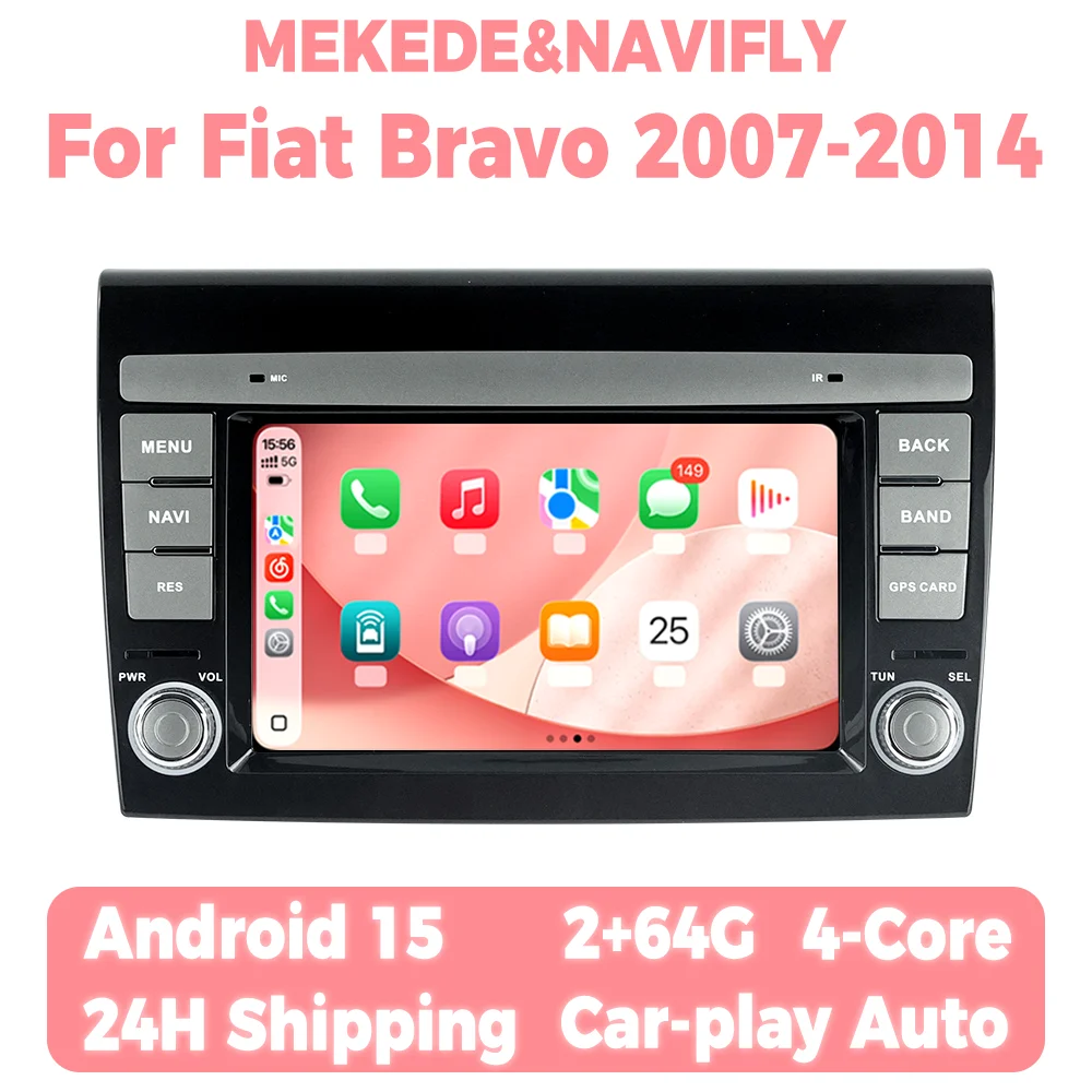 Android 15 Car Radio For Fiat Bravo 198 2 II 2007 -2014 Wireless ...