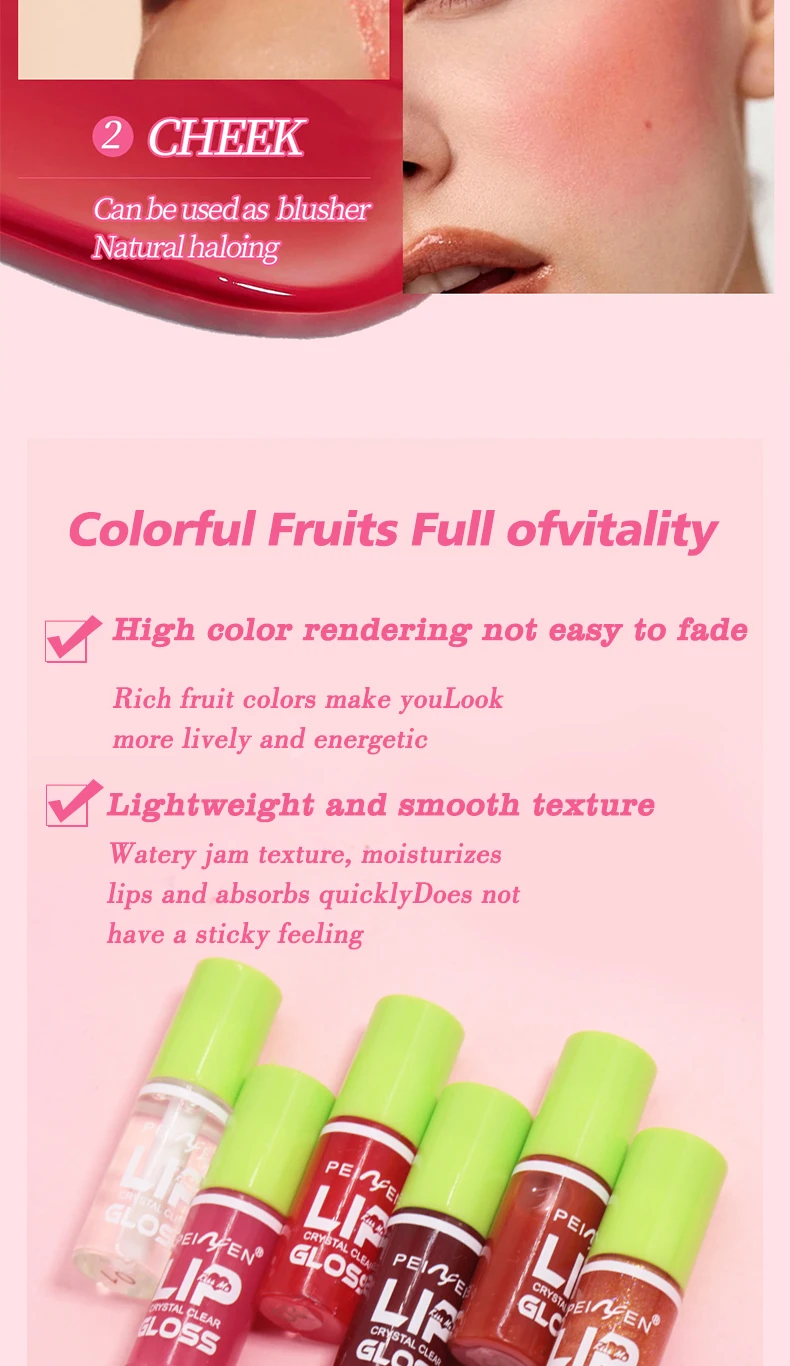 Description Picture 4 of item6-color lip gloss set, waterproof and durable, non greasy, easy to color, beginner friendly