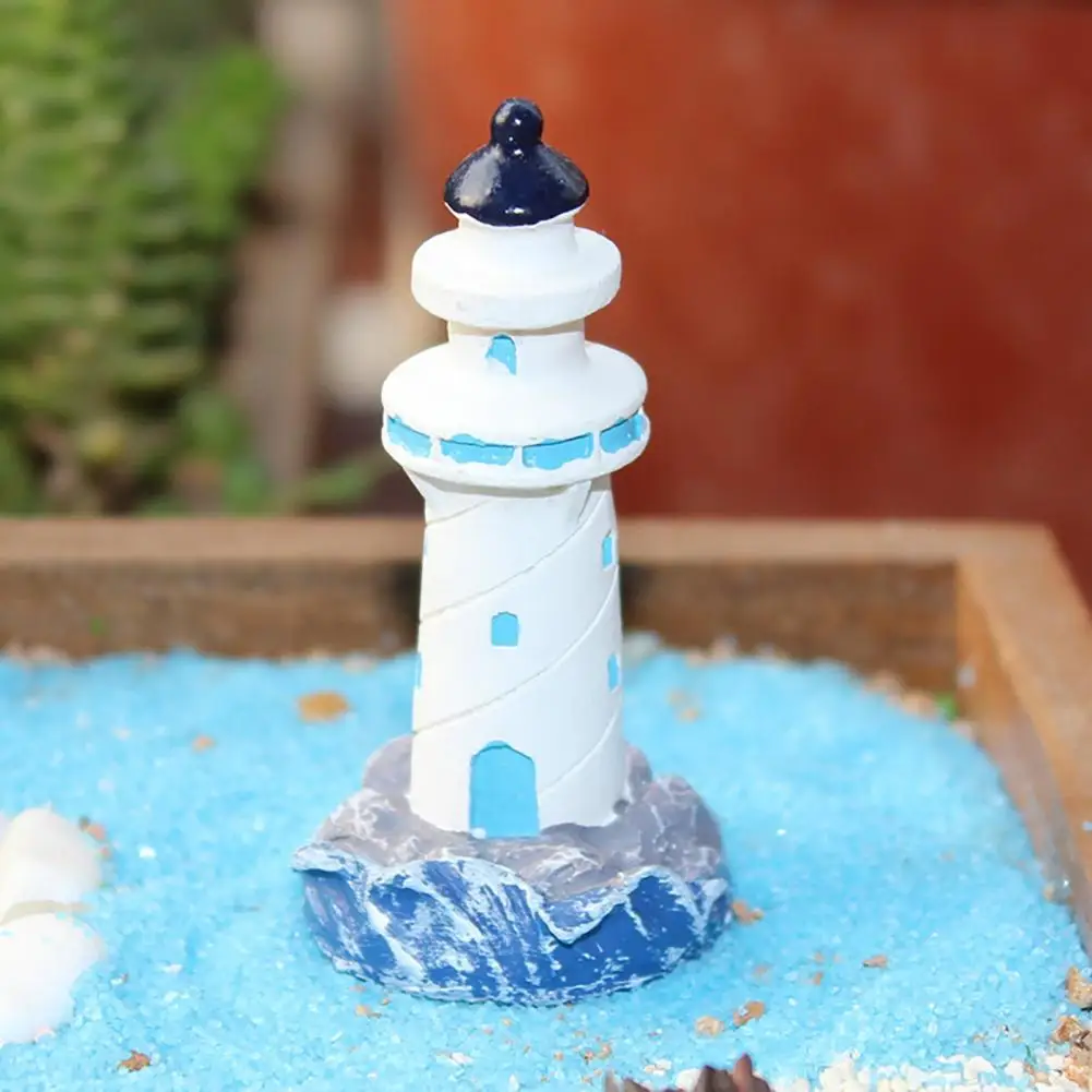 Lighthouse Sculpture  Cute Micro Landscape Lighthouse Figurine  Eye-catching Garden Miniature