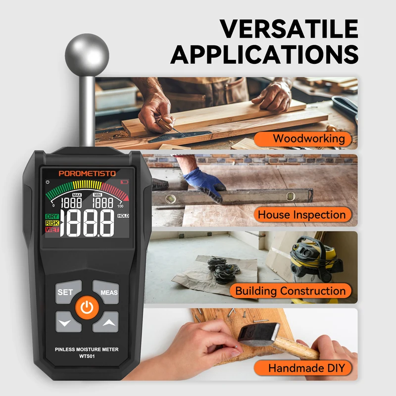 Digital Moisture Meter Non-contact Timber Damp Detector Wall Water Tester Handheld Humidity Meter LCD Screen Humidity Tester
