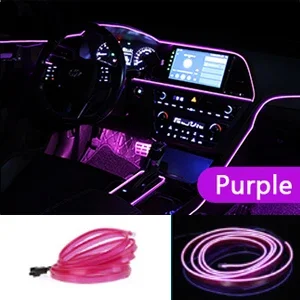 thumbnail image 1 of Tira de luces LED para interior de coche, 5/3/1 m, cableado EL de neón, lámpara decorativa para bricolaje, luz ambiental flexible, USB, ambiente de fiesta, diodo, 1 of 5
