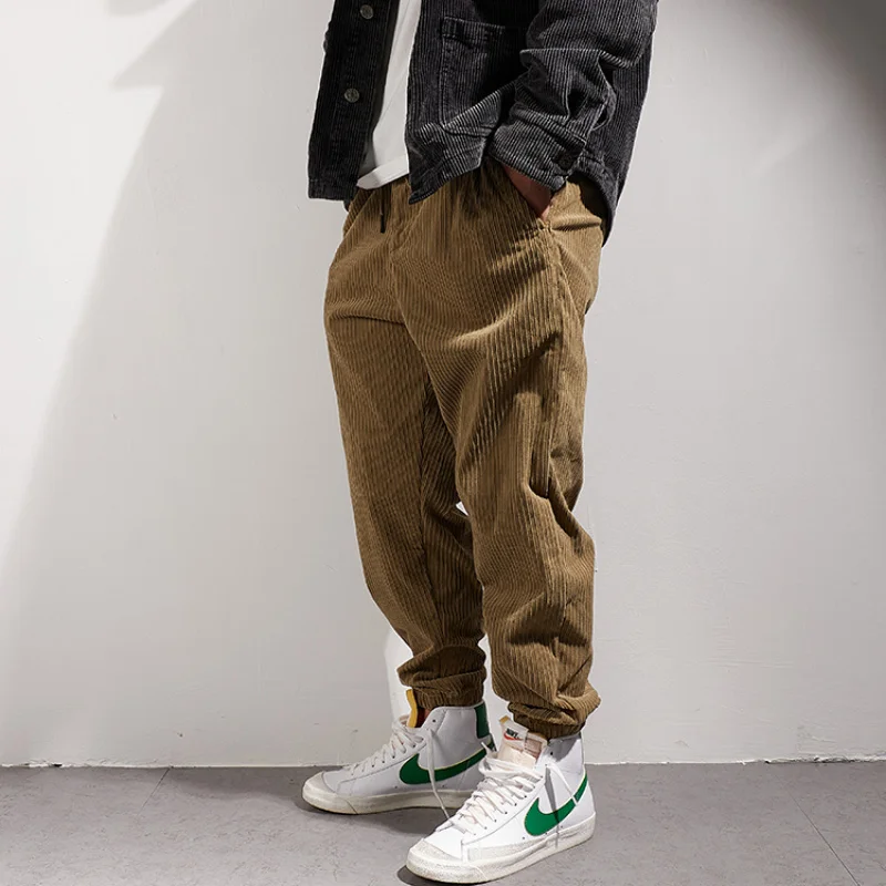 

and winternew casual pants Autumn men's Leggings versatile pants Japanese retro trend loose pants