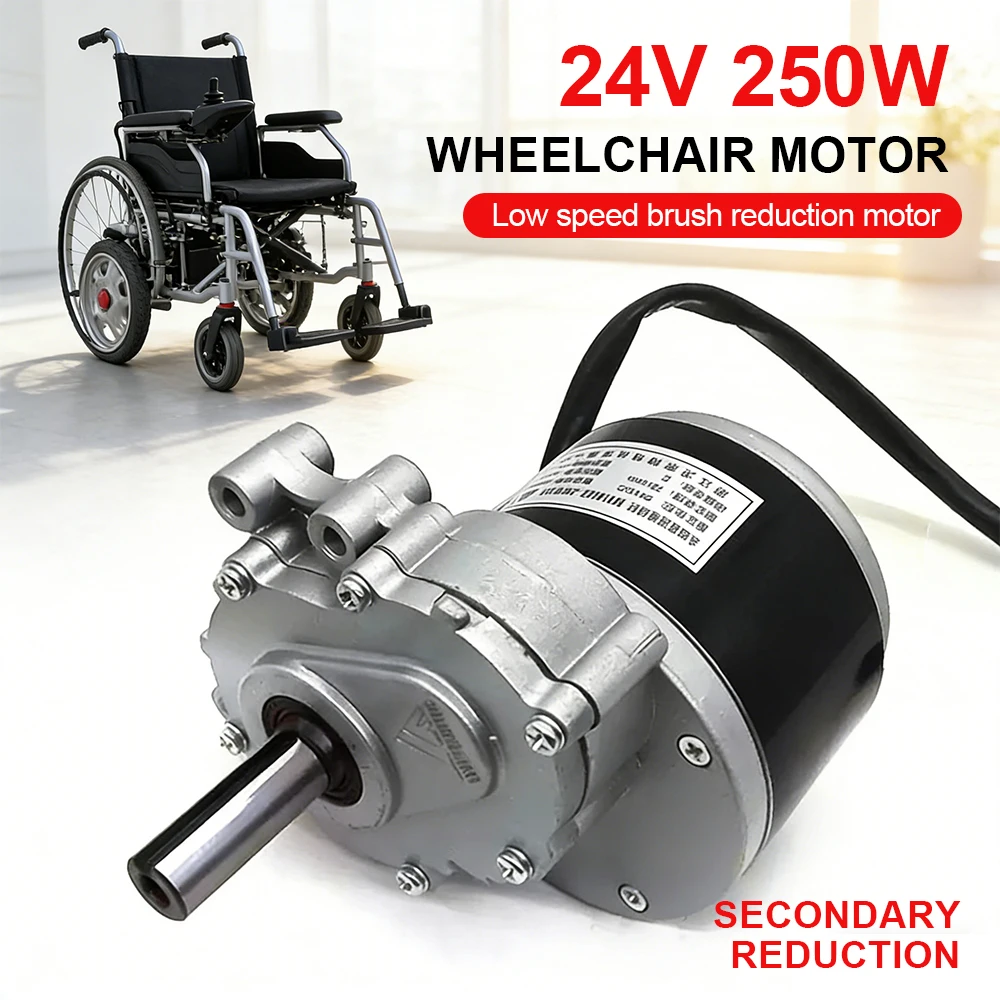24V 250W Low Speed Brush Reduction Motor High Torque Low Noise Wheelchair Motor