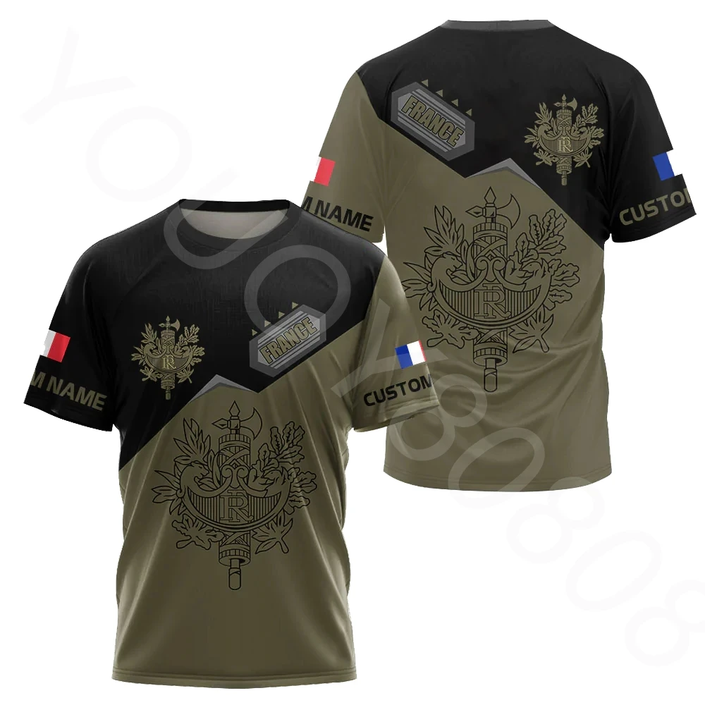 

Summer New Men's Clothing Printed Crew Neck Fashion Street T-Shirt Personalized French Army Shirt Short Sleeve