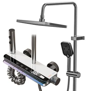 12 นิ้วชุดฝักบัวดิจิตอลจอแสดงผล LED ติดผนัง Hot & Cold ก๊อกน้ํา Rain Shower ห้องน้ําสมาร์ทชุดฝักบัว 1