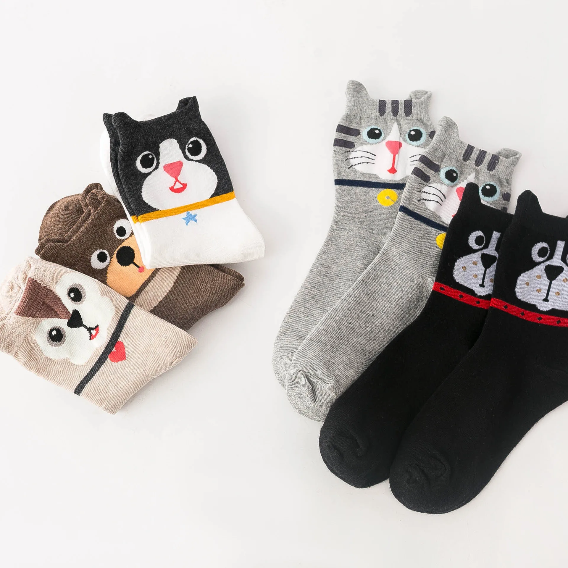 Women Socks 5 Pairs Women Socks Cartoon Cat Cute Funny Personality Soft Comfortable Chrismas Gift Cotton Socks For Women