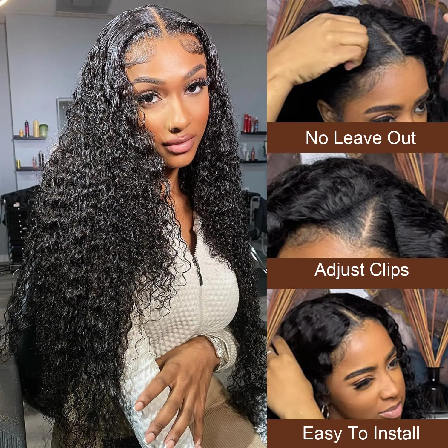 Water Wave V Part Wig Human Hair 180% Glueless V Part Human Hair Wigs for Women Brazilian Remy Deep Wave Wig 30 32 Inch