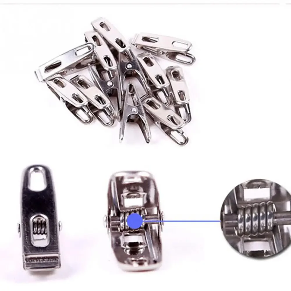10/20Pcs Stainless Steel Clothes Pegs Windproof Clips