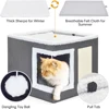 4-Season Multi-Level Cat House Heated Cat Bed for Indoor Cat Indoor Foldable Removable Cushion,Anti-Slip Base Winter Warmth Cave 5
