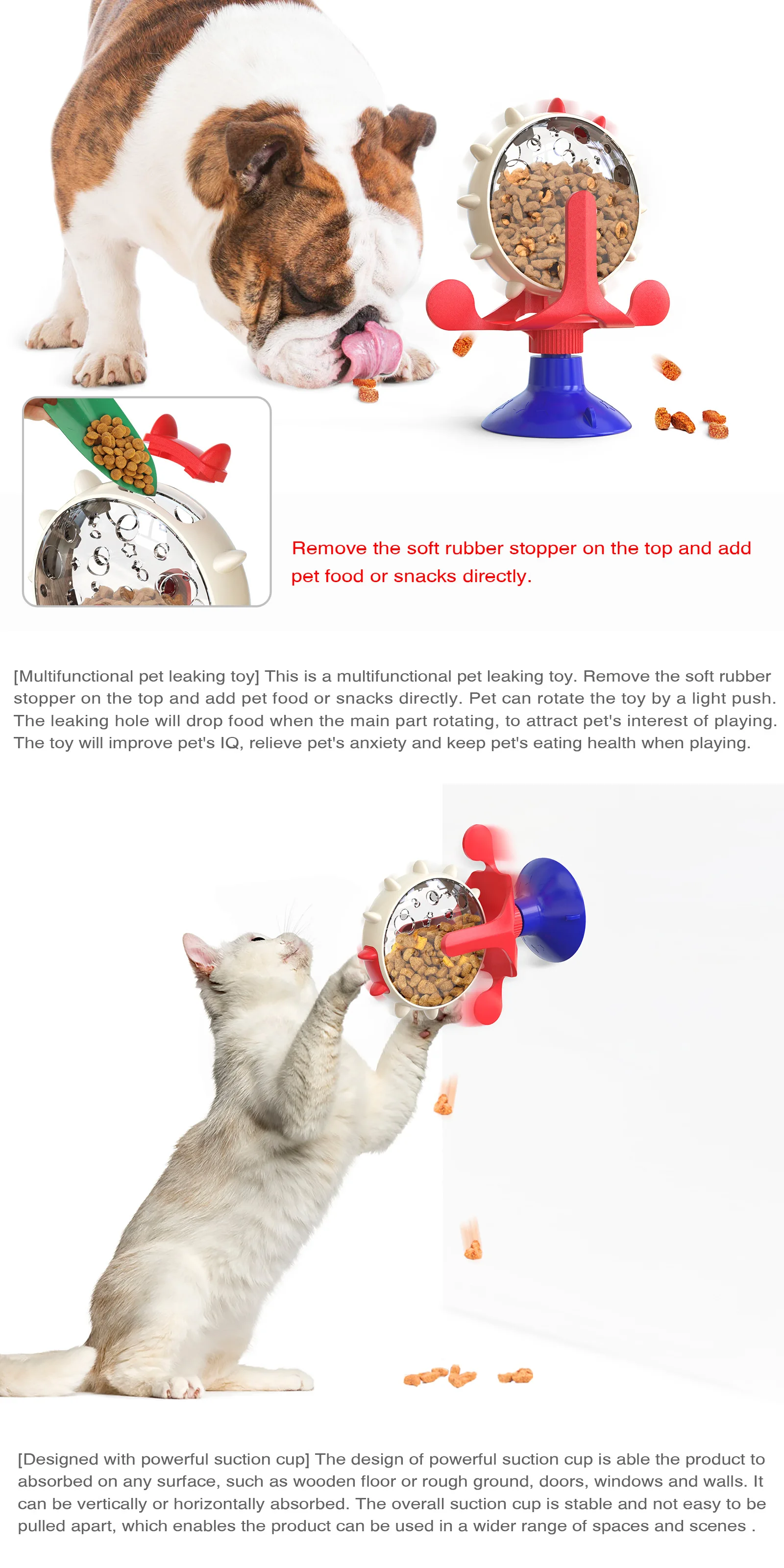 Original Treat Leaking Cat Toy Interactive Rotatable Wheel Toy for Cats Kitten Dogs Pet Products Accessories for Dropshipping