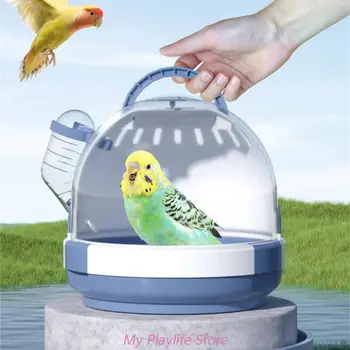 Portable Clear Bird Carry Case Transport Cage Parrots Carrier for Travel&Outdoor Safe Door Lock Small Pet Accessories